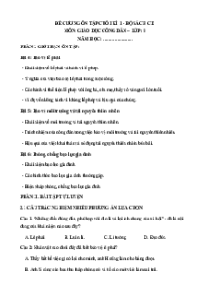 Đề cương Cuối kì 1 GDCD 8 Cánh diều (có lời giải)