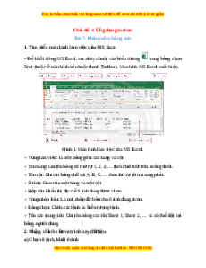 Lý thuyết Tin học 7 Chân trời sáng tạo Bài 7: Phần mềm bảng tính