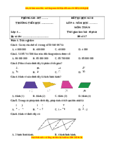 Đề thi cuối kì 2 Toán lớp 4 Kết nối tri thức (Đề 17)
