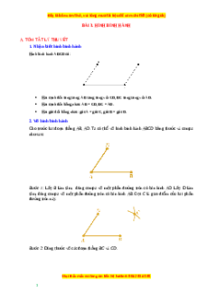 Chuyên đề Hình bình hành Toán 6 Cánh diều