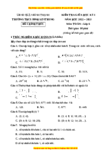 Đề thi giữa kì 1 Toán 6 Chân trời sáng tạo Trường THCS Bình Lợi Trung - Quận Bình Thạnh - TPHCM