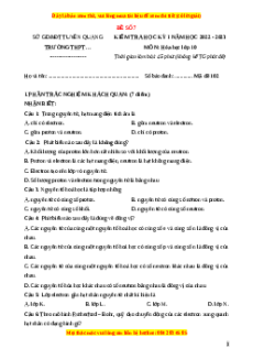 Đề thi cuối kì 1 Hóa học 10 Chân trời sáng tạo - Đề 7