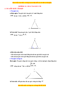 Chuyên đề Tam giác cân Toán 7 Cánh diều
