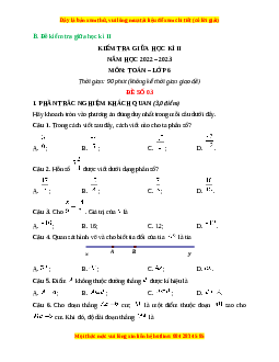 Đề thi giữa kì 2 Toán 6 Kết nối tri thức (Đề 3)