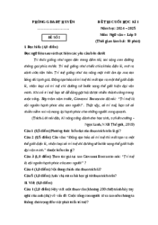 Đề thi Cuối kì 1 Ngữ văn 9 Cánh diều 2024 (Đề 2)