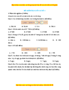 Đề thi giữa kì 2 Toán lớp 3 Chân trời sáng tạo (Đề 4)