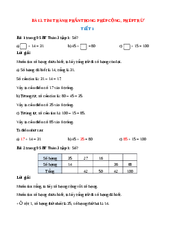 VBT Toán lớp 3 Bài 3 (Kết nối tri thức): Tìm thành phần trong phép cộng, phép trừ