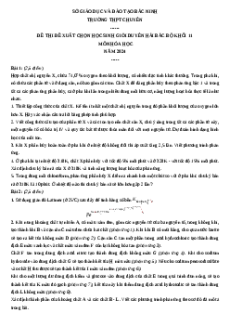Đề thi HSG Hóa học 11 Trường THPT Chuyên Bắc Ninh