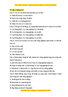 Trắc nghiệm Ôn tập chương 10 Địa lí 10 Chân trời sáng tạo: