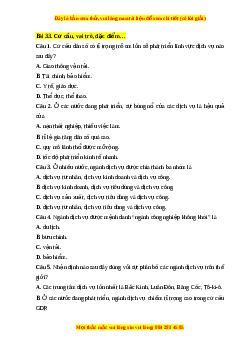 Trắc nghiệm Bài 33 Địa lí 10 Chân trời sáng tạo: Cơ cấu, vai trò, đặc điểm và các nhân tố ảnh hưởng đến sự phát triển, phân bố dịch vụ