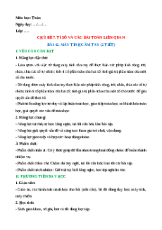Giáo án Máy tính cầm tay Toán lớp 5 Kết nối tri thức