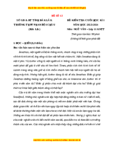 Đề thi cuối kì 1 Ngữ văn 11 Kết nối tri thức - Đề 13