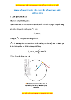 Lý thuyết Vật lý 10 Chân trời sáng tạo Bài 21: Động lực học của chuyển động tròn. Lực hướng tâm