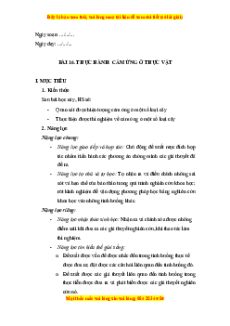Giáo án Thực hành: Cảm ứng ở thực vật Sinh học 11 Chân trời sáng tạo