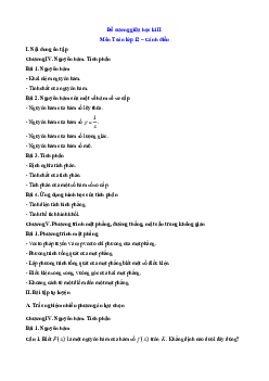 Đề cương ôn tập Giữa kì 2 Toán 12 Cánh diều