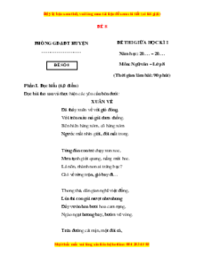 Đề thi giữa kì 1 Ngữ văn 8 Chân trời sáng tạo (đề 8)