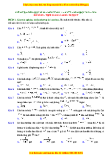 Đề thi giữa kì 2 Toán 11 Kết nối tri thức (theo cấu trúc đề minh họa 2025) Đề 9
