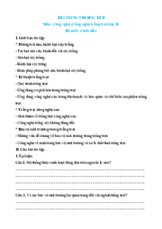 Đề cương ôn tập Học kì 2 Công nghệ trồng trọt 10 Cánh diều (có đáp án)