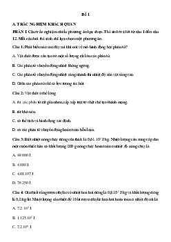 Bộ 3 đề thi Giữa kì 1 Vật Lí 12 cấu trúc mới (có tự luận) Chân trời sáng tạo