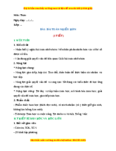 Giáo án Bài toán nhiều hơn Toán 2 Chân trời sáng tạo