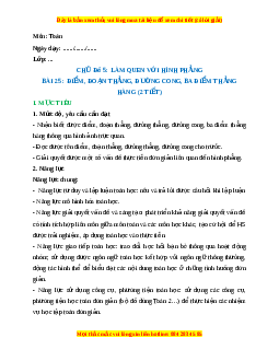 Giáo án Điểm, đoạn thẳng, đường thẳng, đường cong, ba điểm thẳng hàng Toán lớp 2 Kết nối tri thức