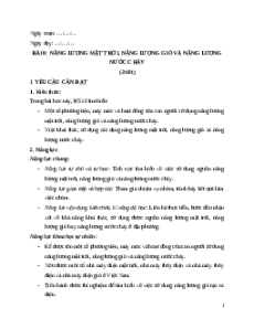 Giáo án Bài 6: Năng lượng mặt trời, năng lượng gió và năng lượng nước chảy Khoa học lớp 5 Cánh diều