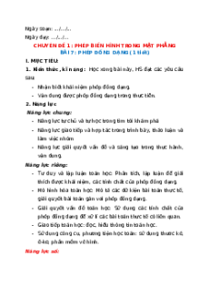Giáo án chuyên đề NLS Toán 11 Kết nối tri thức Bài 7: Phép đồng dạng