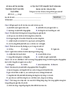 Đề thi thử tốt nghiệp Địa lí trường THPT Chuyên Thái Bình năm 2024
