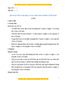Giáo án Bài 16 KTPL 11 Kết nối tri thức: Quyền và nghĩa vụ cơ bản của công dân về bảo vệ Tổ quốc