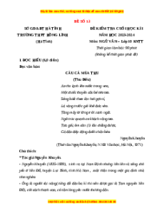 Đề thi cuối kì 1 Ngữ Văn 10 Kết nối tri thức (Đề 13)