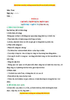 Giáo án Khối trụ - Khối cầu Toán lớp 2 Cánh diều