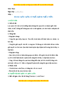 Giáo án Chắc chắn, có thể, không thể Toán lớp 2 Kết nối tri thức