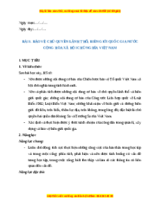 Giáo án GDQP 11 Bài 1 (Cánh diều): Bảo vệ chủ quyền lãnh thổ, biên giới quốc gia nước Cộng hòa xã hội chủ nghĩa Việt Nam