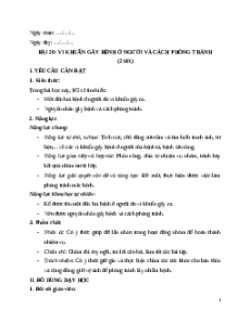 Giáo án Bài 20 Khoa học lớp 5 Kết nối tri thức: Vi khuẩn gây bệnh ở người và cách phòng tránh