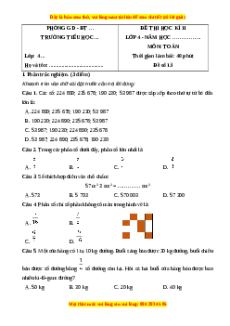 Đề thi cuối kì 2 Toán lớp 4 Cánh diều - Đề 13