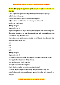 Trắc nghiệm Bài 16: Hiến pháp nước Cộng hòa xã hội chủ nghĩa Việt Nam về quyền con người, quyền và nghĩa vụ cơ bản của công dân KTPL 10 Cánh diều