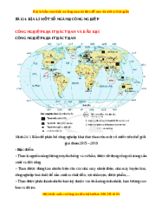 Lý thuyết Bài 24 Địa lí 10 Cánh diều: Địa lí một số ngành công nghiệp