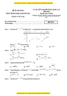 Đề Tốt nghiệp Toán 2024 theo đề tham khảo (Đề 6)