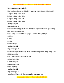 Trắc nghiệm Địa lý 7 Bài 4 Kết nối tri thức: Liên minh Châu Âu