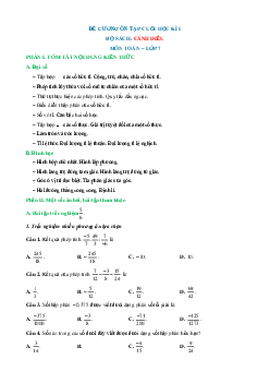 Đề cương ôn tập Cuối kì 1 Toán 7 Cánh diều cấu trúc mới (có đúng sai, trả lời ngắn, tự luận thực tế)