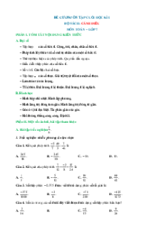 Đề cương ôn tập Cuối kì 1 Toán 7 Cánh diều cấu trúc mới (có đúng sai, trả lời ngắn, tự luận thực tế)