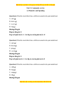 Trắc nghiệm Unit 3: Community service Tiếng Anh 7 Global Success