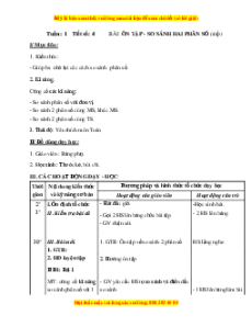 Giáo án Bài 4 Toán lớp 5: Ôn tập So sánh hai phân số (tiếp theo)