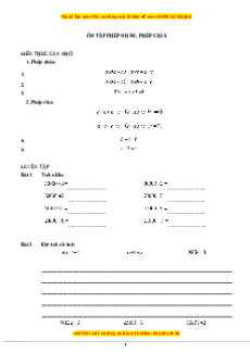 Chuyên đề Ôn tập phép nhân và phép chia Toán lớp 3 nâng cao Kết nối tri thức