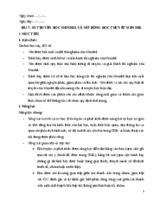 Giáo án Bài 7 Sinh học 12 Chân trời sáng tạo: Di truyền học Mendel và mở rộng học thuyết Mendel