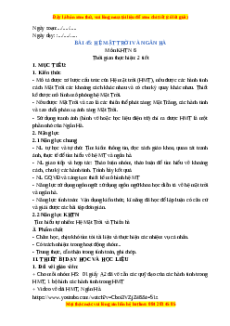 Giáo án Hệ mặt trời và ngân hà KHTN 6 Chân trời sáng tạo