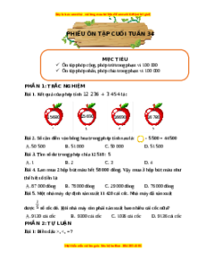 Bài tập cuối tuần Toán lớp 3 Tuần 34 Kết nối tri thức (có lời giải)