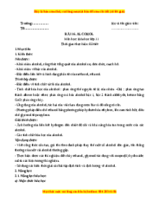 Giáo án Alcohol Hóa học 11 Chân trời sáng tạo