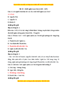 Trắc nghiệm Lịch sử 7 Bài 19 Chân trời sáng tạo: Khởi nghĩa Lam Sơn (1418-1427)