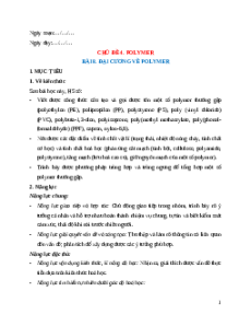 Giáo án Bài 8 Hóa học 12 Cánh Diều: Đại cương về polymer